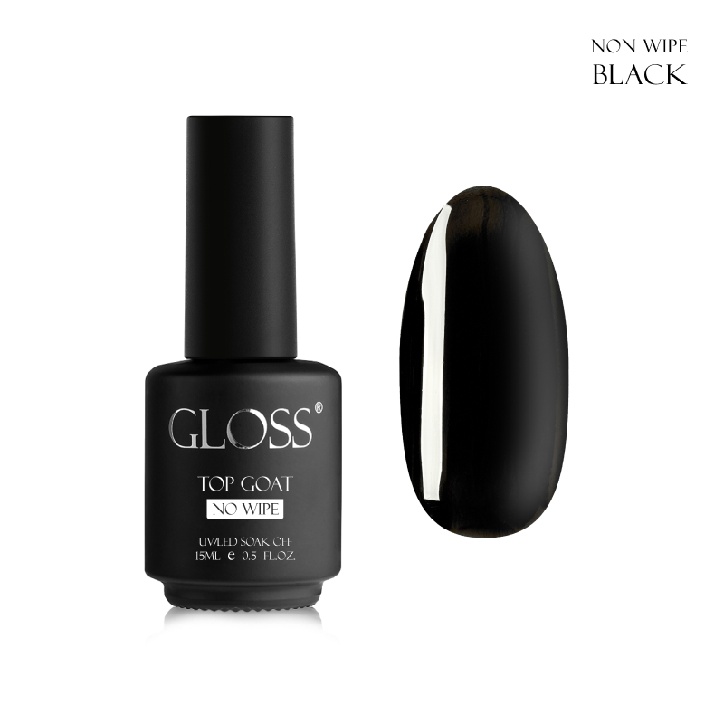 Jel cila için kamuflaj üst kat GLOSS Top coat Black, 15 ml